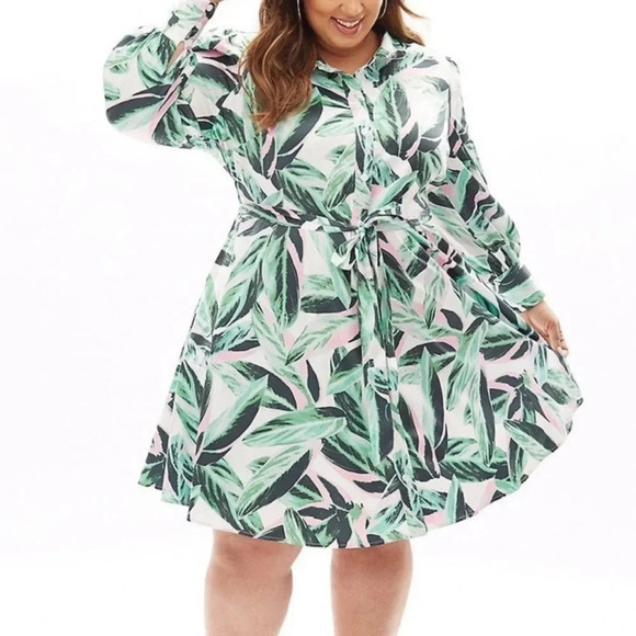 New BeautiCurve X Lane Bryant Palm Leaf Print ShirtDress
Button Dress Size 22 - Picture 1 of 15